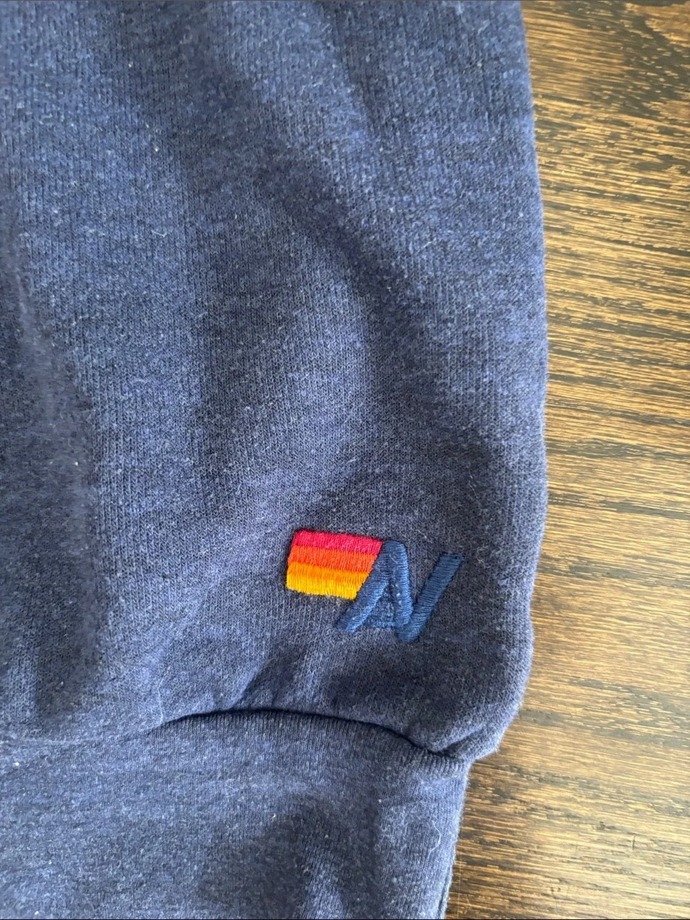 Aviator Nation Navy Crewneck with Multicolor Sunburst Stripes